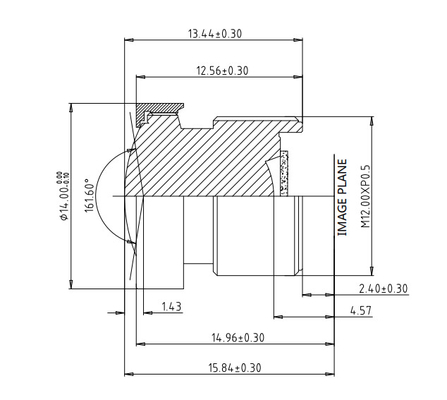 EFL2.2mm Car Digital Cabin Management System Lens,Diametro anteriore della faccia Ø14,2MP ad alto pixel