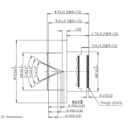 EFL5.21mm Lens e TTL8.93mm Auxiliary Drive Driver Fatigue Monitoring System per dimensioni di filo M12*P0.5