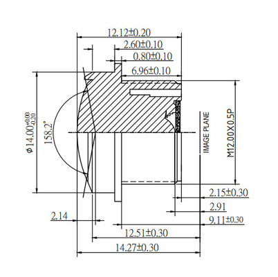 1G3P Versione abbreviata Obiettivo della fotocamera per auto EFL1.2mm F/NO,2.4 impermeabile IP69K